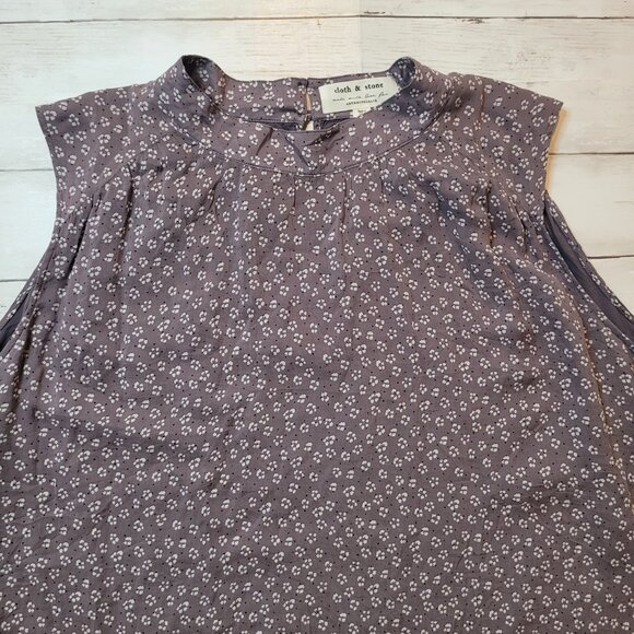 Anthropologie Cloth & Stone Women Plus 3X Liana Tank Top Blouse Gray Floral Mock - Picture 4 of 10